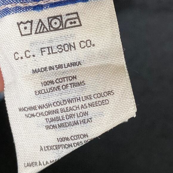 C.C Filson Mens Shirt Blue White Plaid Long Sleeve Button Down 100% Cotton XS - Picture 7 of 13